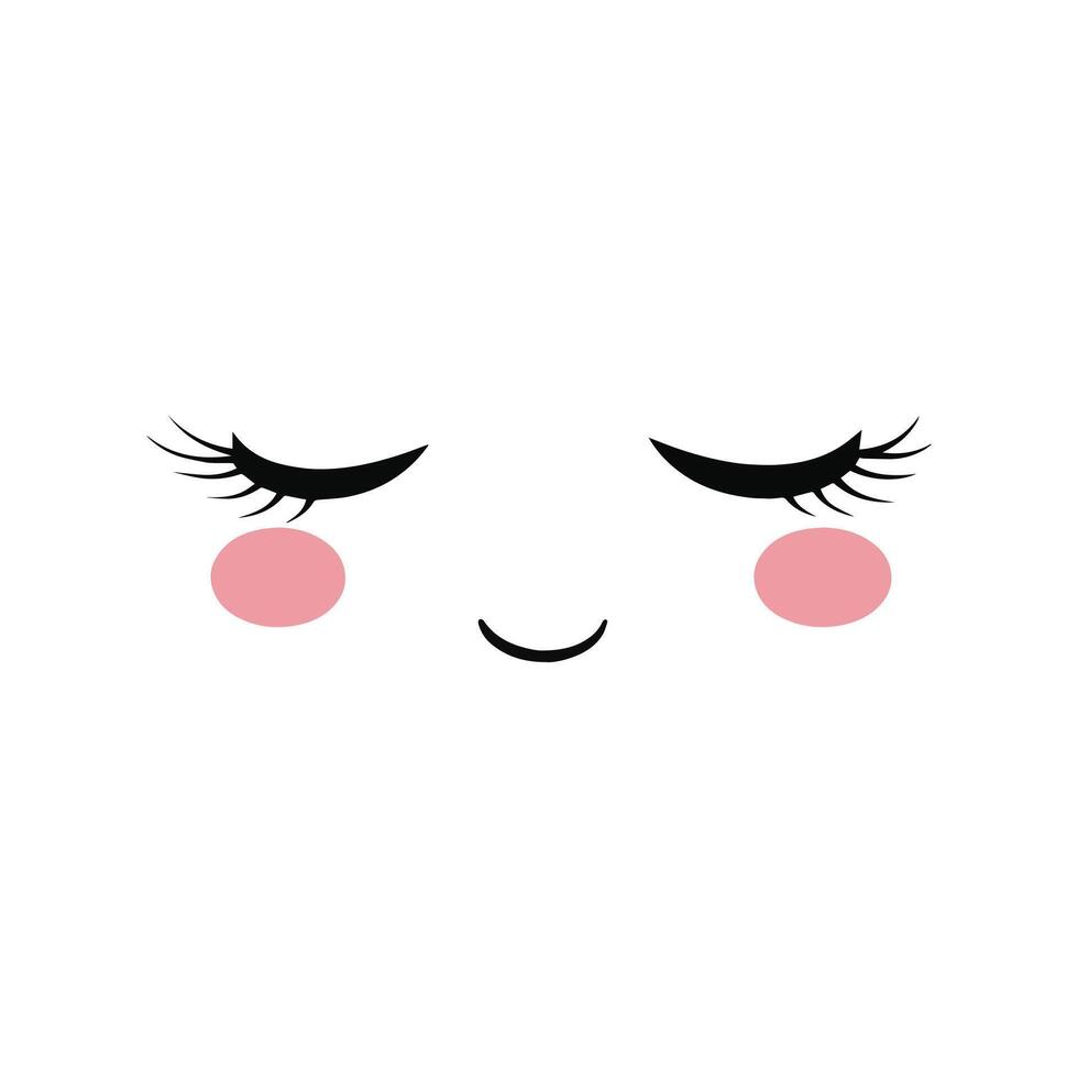 Playful Kawaii Face Clipart - Whimsical Kawaii Expression Illustration vector