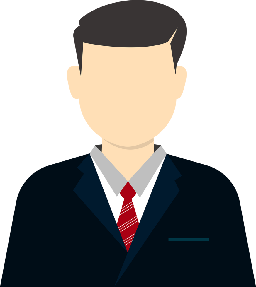 Minimalist businessman icon in suit with tie isolated on background. Business poster graphic design and user profile. png