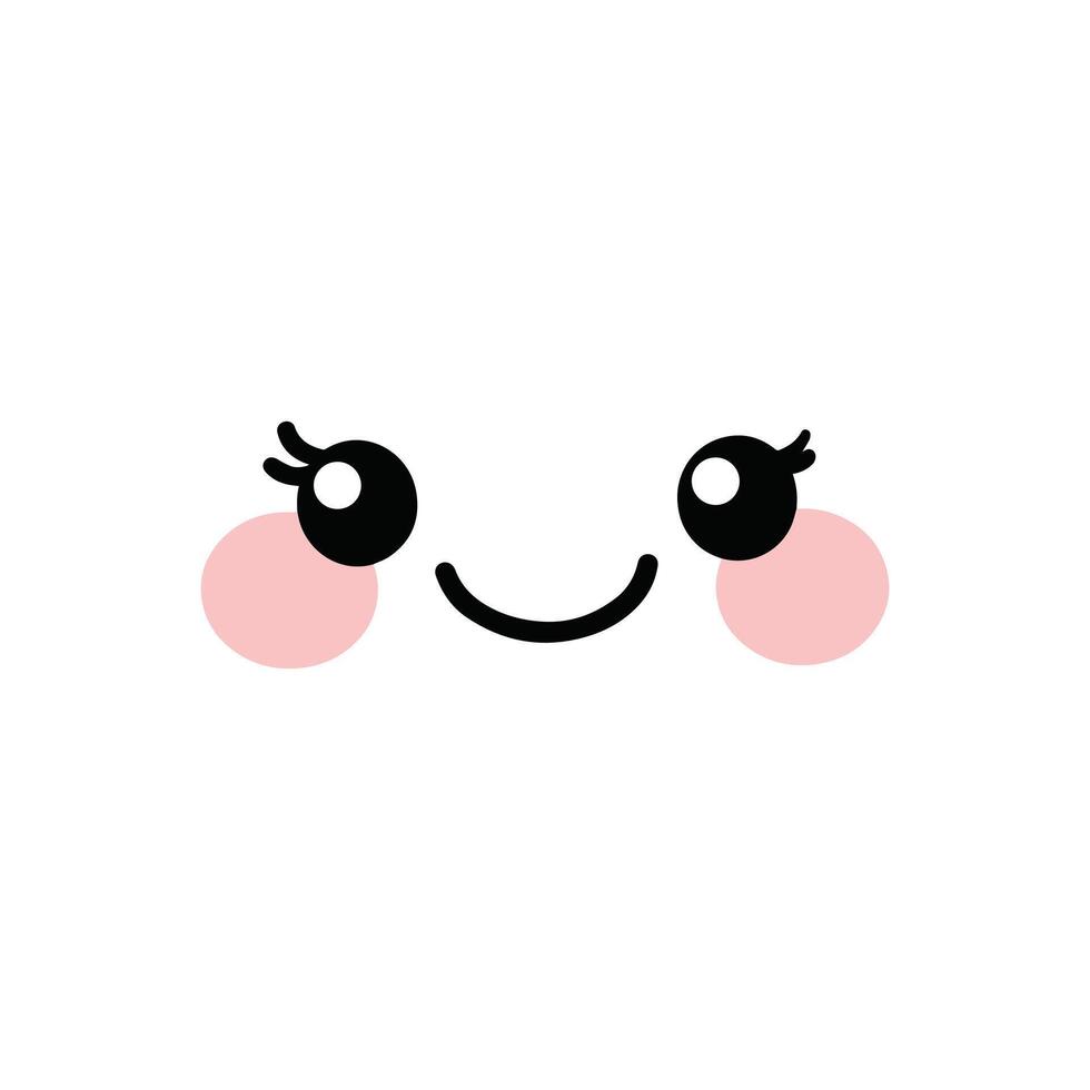 Playful Kawaii Face Clipart - Cute Kawaii Expression Illustration vector