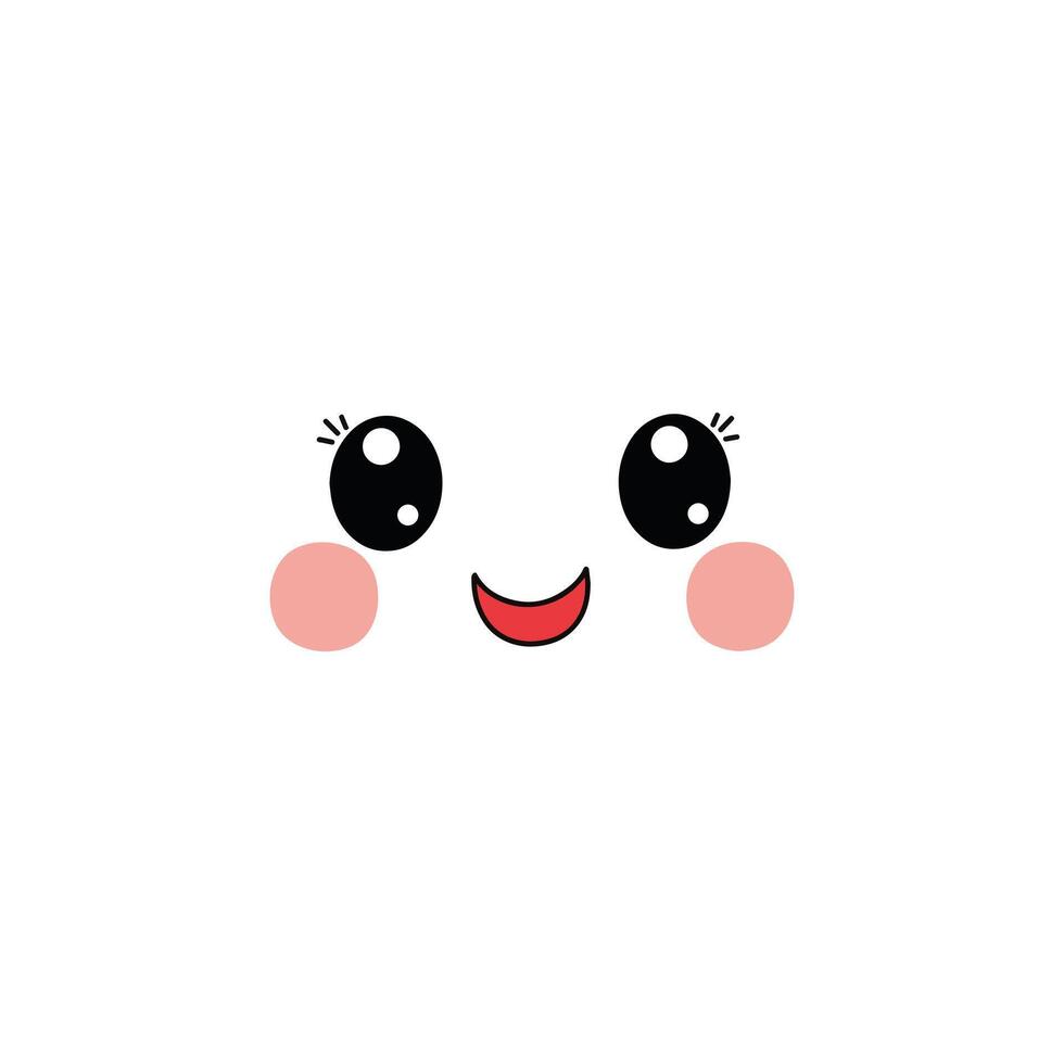 Adorable Kawaii Face Clipart Quirky Kawaii Expression Illustration vector