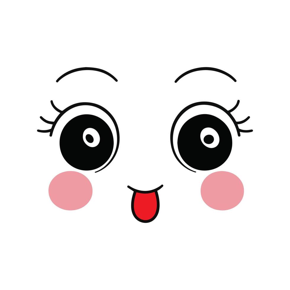 Whimsical Kawaii Face Clipart Playful Kawaii Expression Illustration vector
