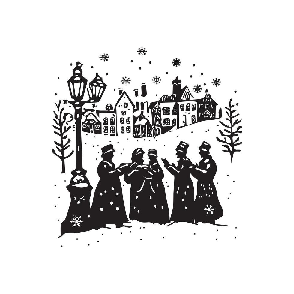 Christmas Carolers Silhouette Illustration vector