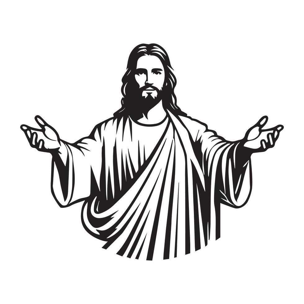 Black and White Illustration of Jesus Christ vector