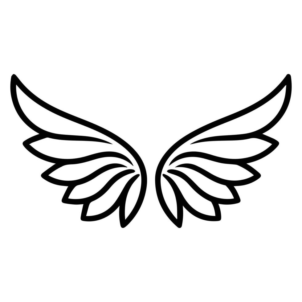 Mystical Angel Wings with Sacred Geometry Black and White Art vector