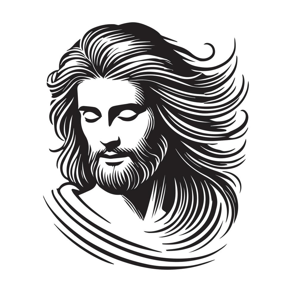 Jesus Christ Face Clipart Illustration Jesus Head Logo Design vector