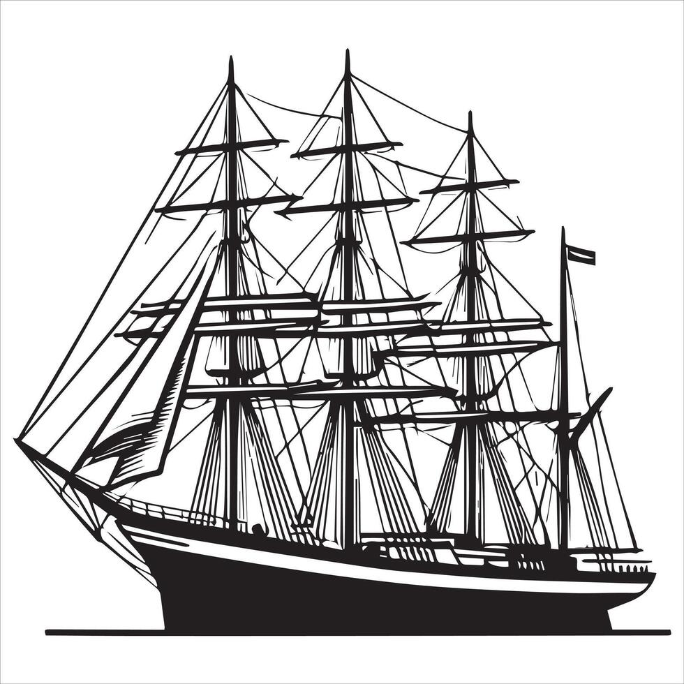 Cruise Ship Clipart Sailing Across the Open Sea vector