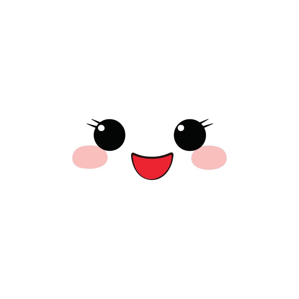 Playful Kawaii Face Clipart - Funny Isolated Expression Illustration vector