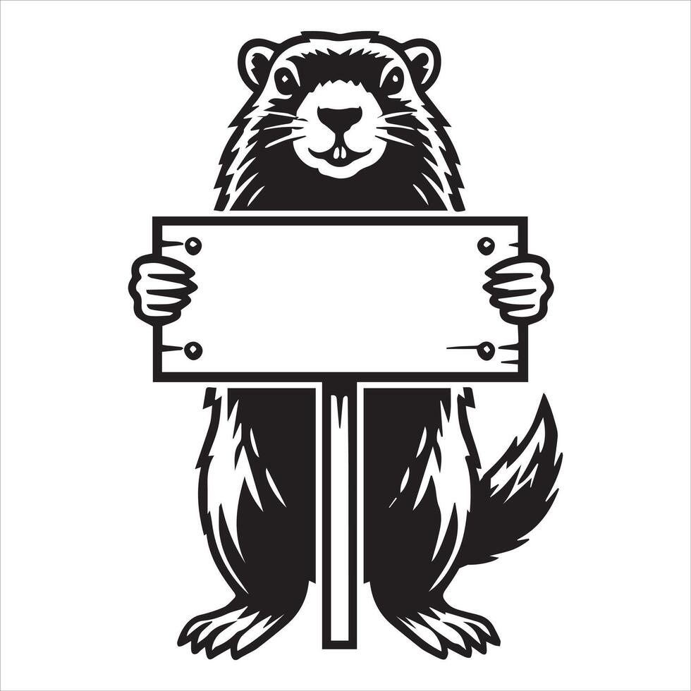 Groundhog s Morning Stretch Reveals the Day's Forecast vector