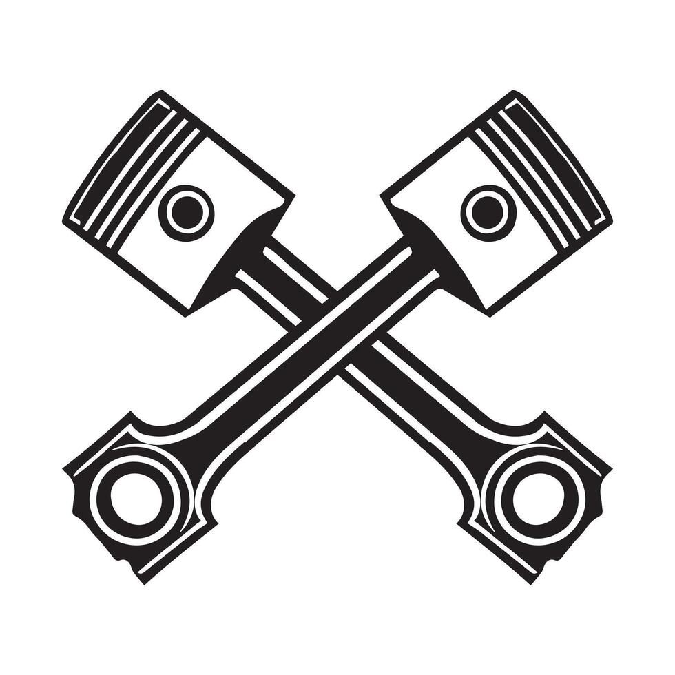 Crossed Engine Pistons - Symbol of Strength and Precision vector