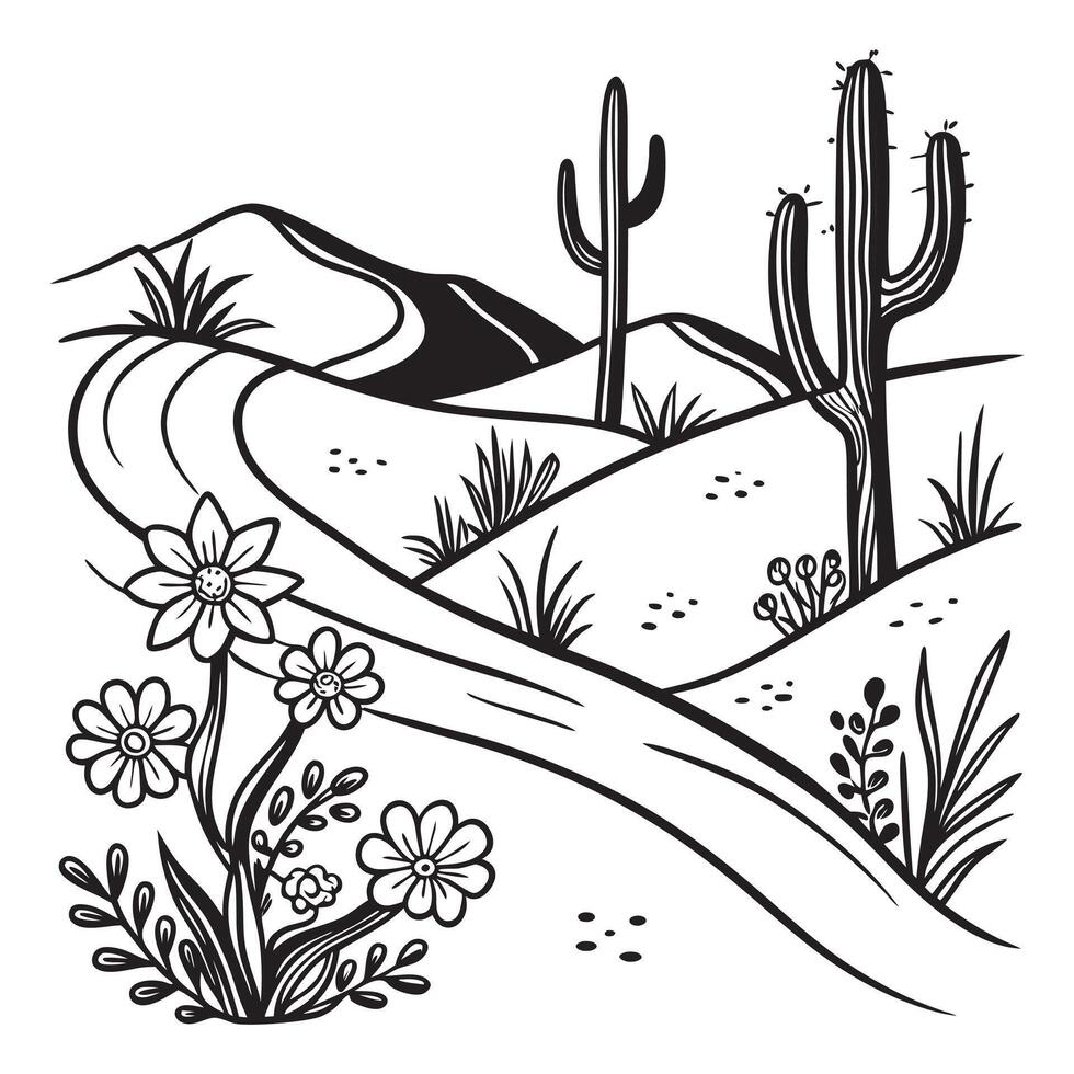 Unique Desert Landscape with Cow Skull Design for Artistic Projects vector
