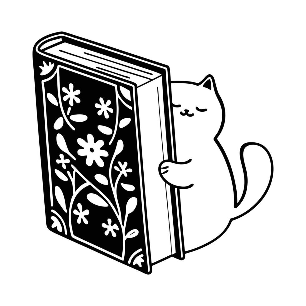 Book Reader Spending Cozy Time with Cat vector