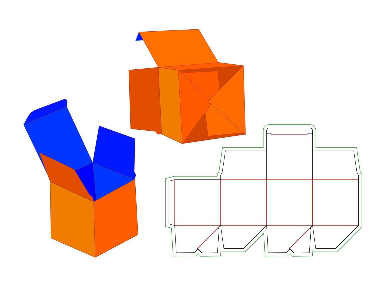 Cube shaped Auto Bottom Lock Box for small crafts, jewelry, or tiny gifts vector