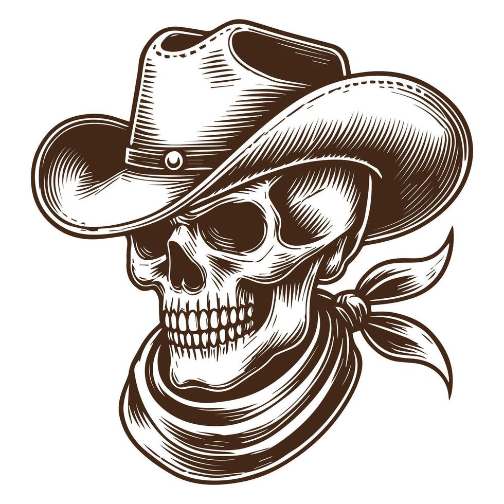 Cowboy Head Skull Illustration vector