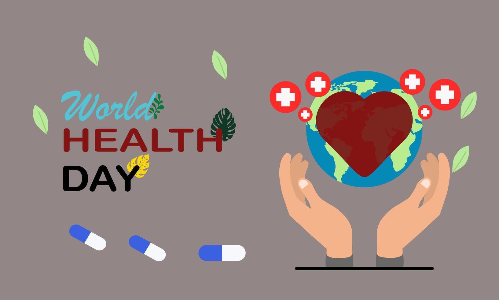 World Health Day Creative Concept Unique With Two Open Palms vector