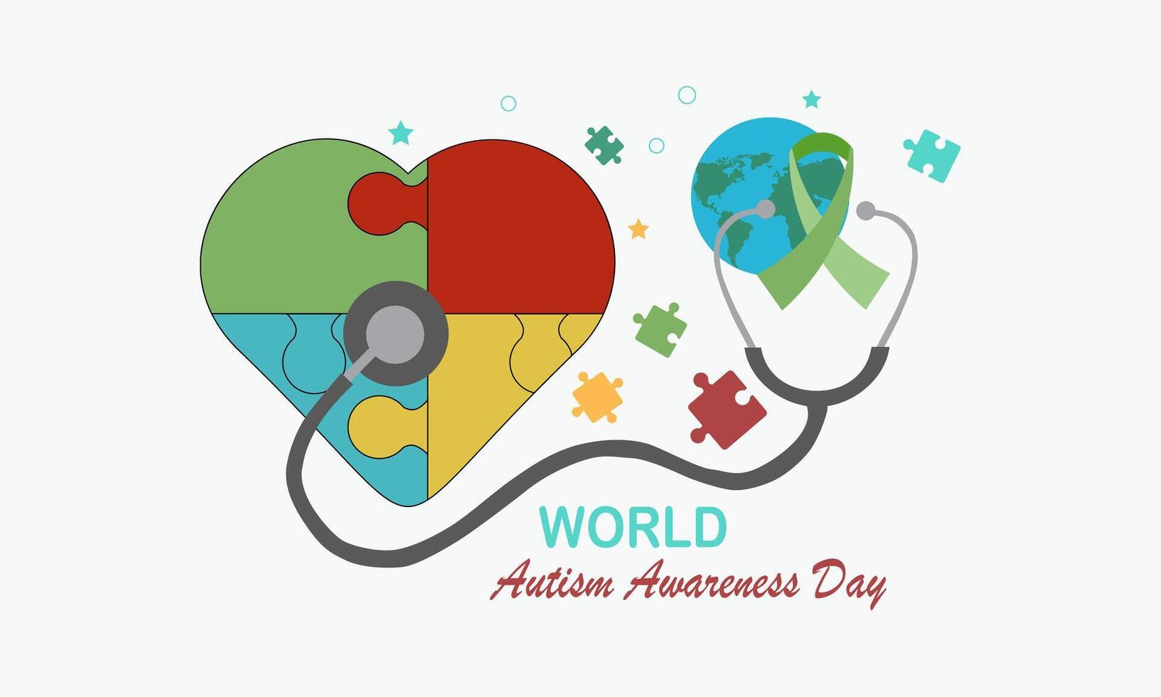 World Autism Awareness Day Colorful With Heart vector