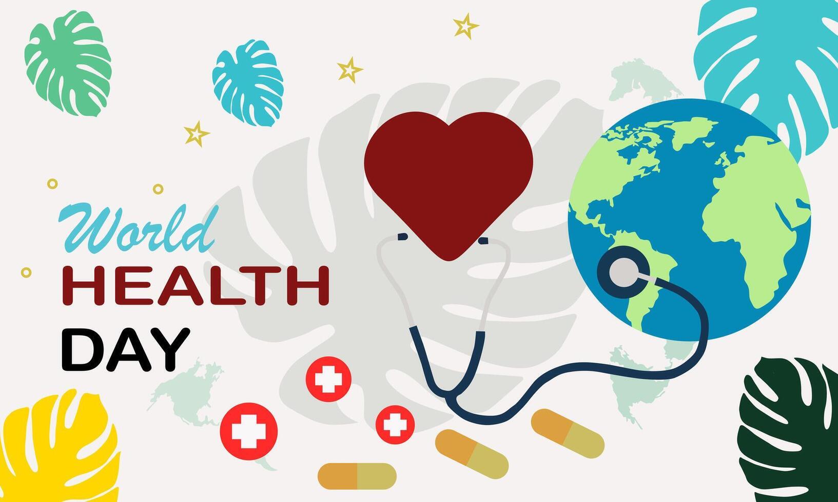 World Health Day Creative Concept Unique With Leafs vector