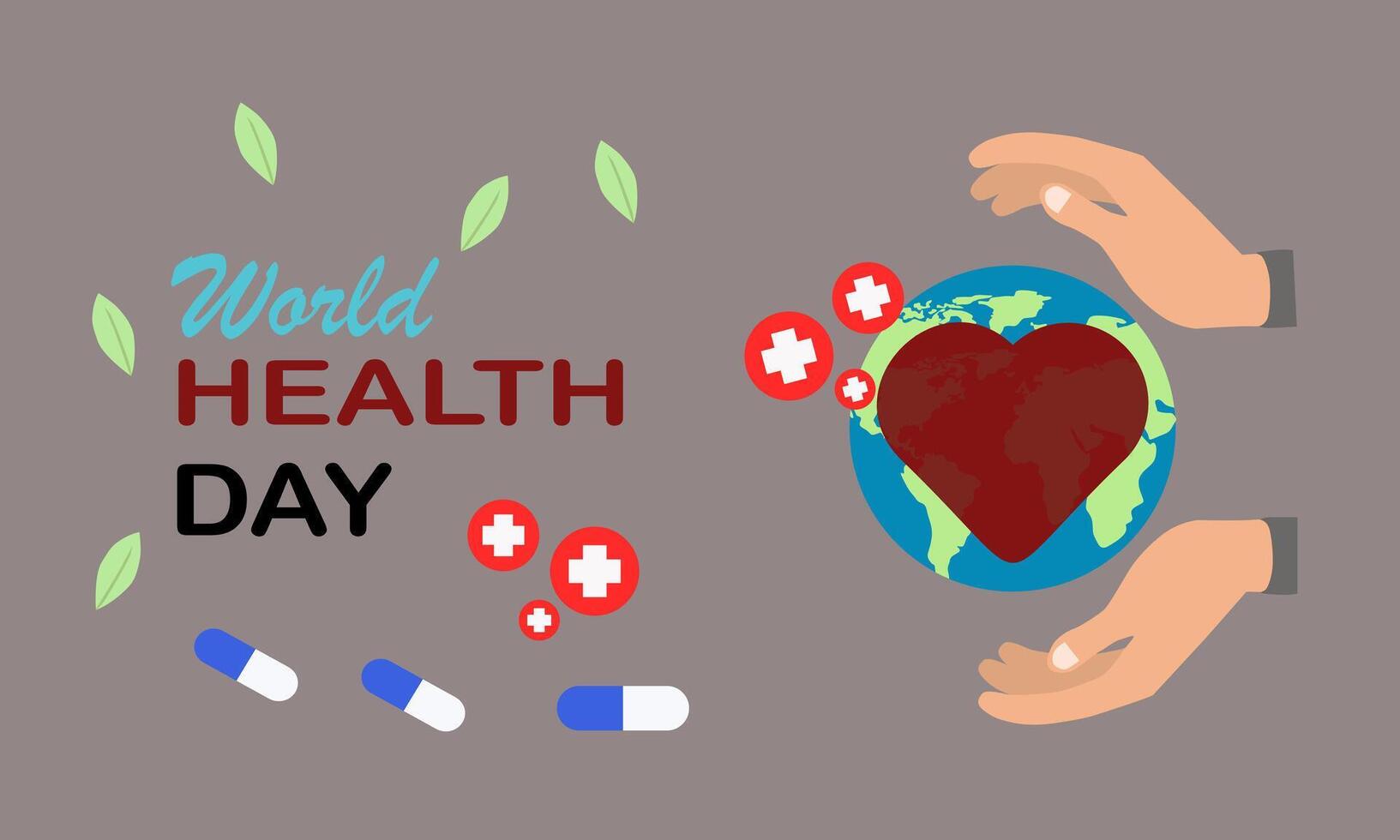 World Health Day Creative Concept Unique With Two Open Palms On Top And Under vector