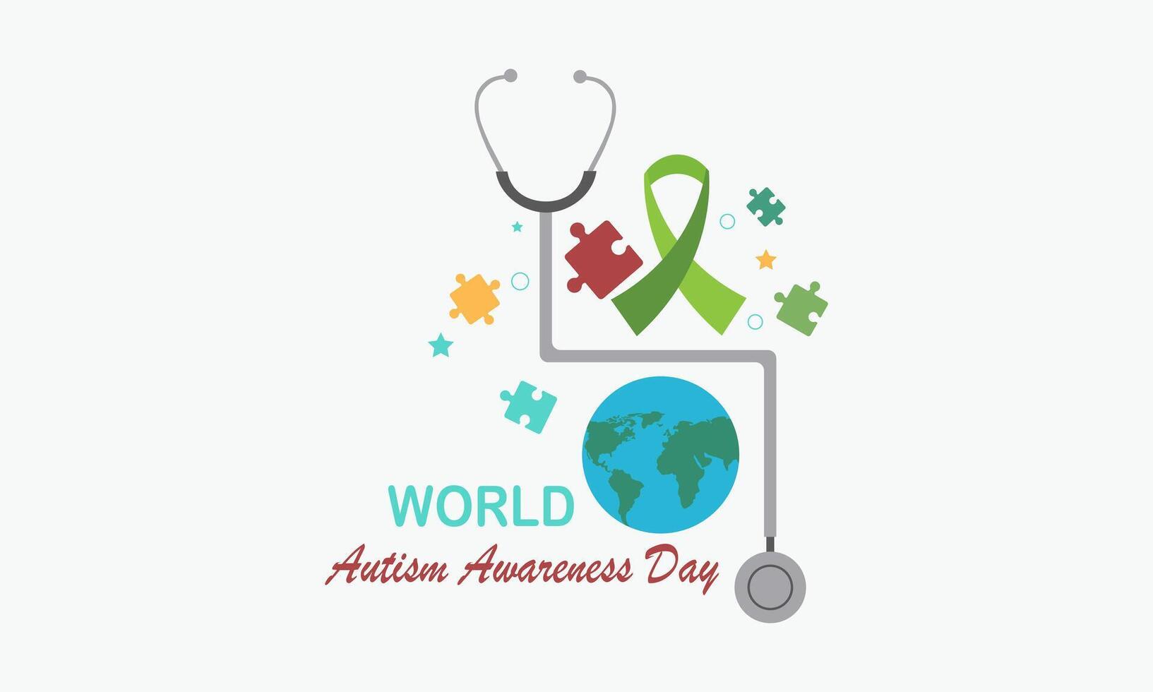World Autism Awareness Day Colorful With Stethoscope vector