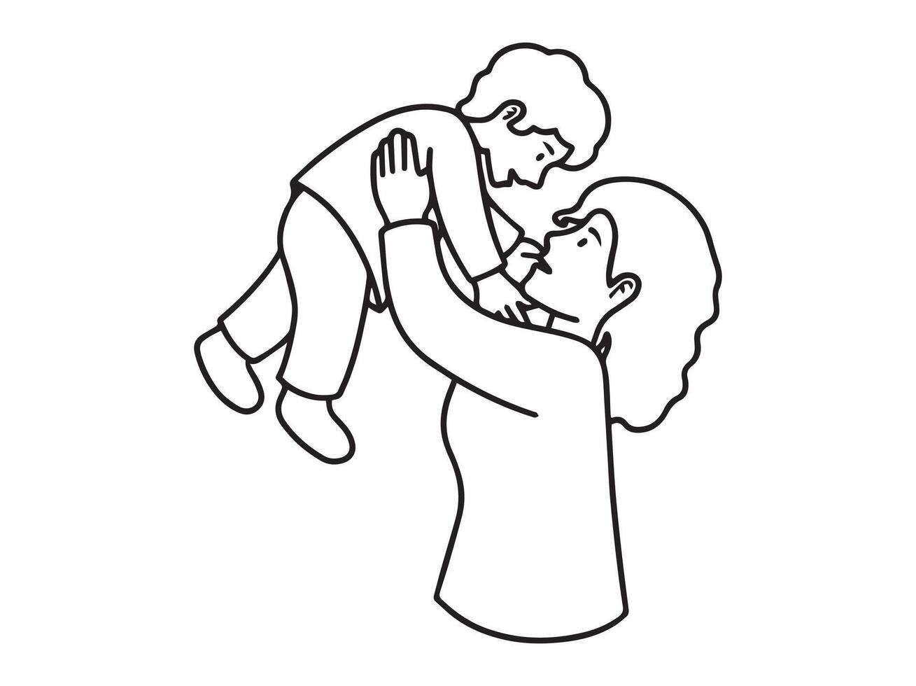 Mother holding son Line Art vector