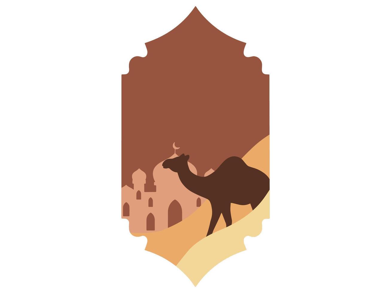 Mosque and Camel Frame Illustration vector