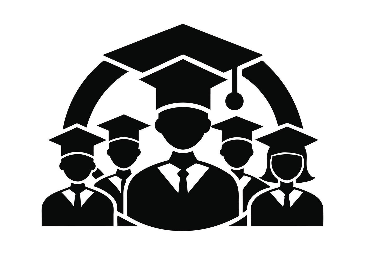 Group of Graduates Silhouettes, Ideal for Education Stock Photos vector
