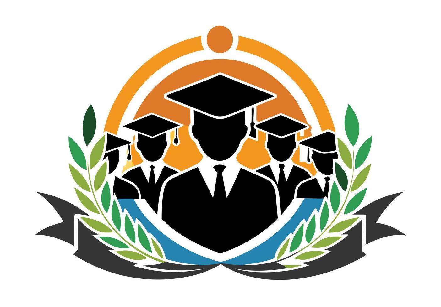 A simple, impactful graphic of three graduates in graduation attire. vector