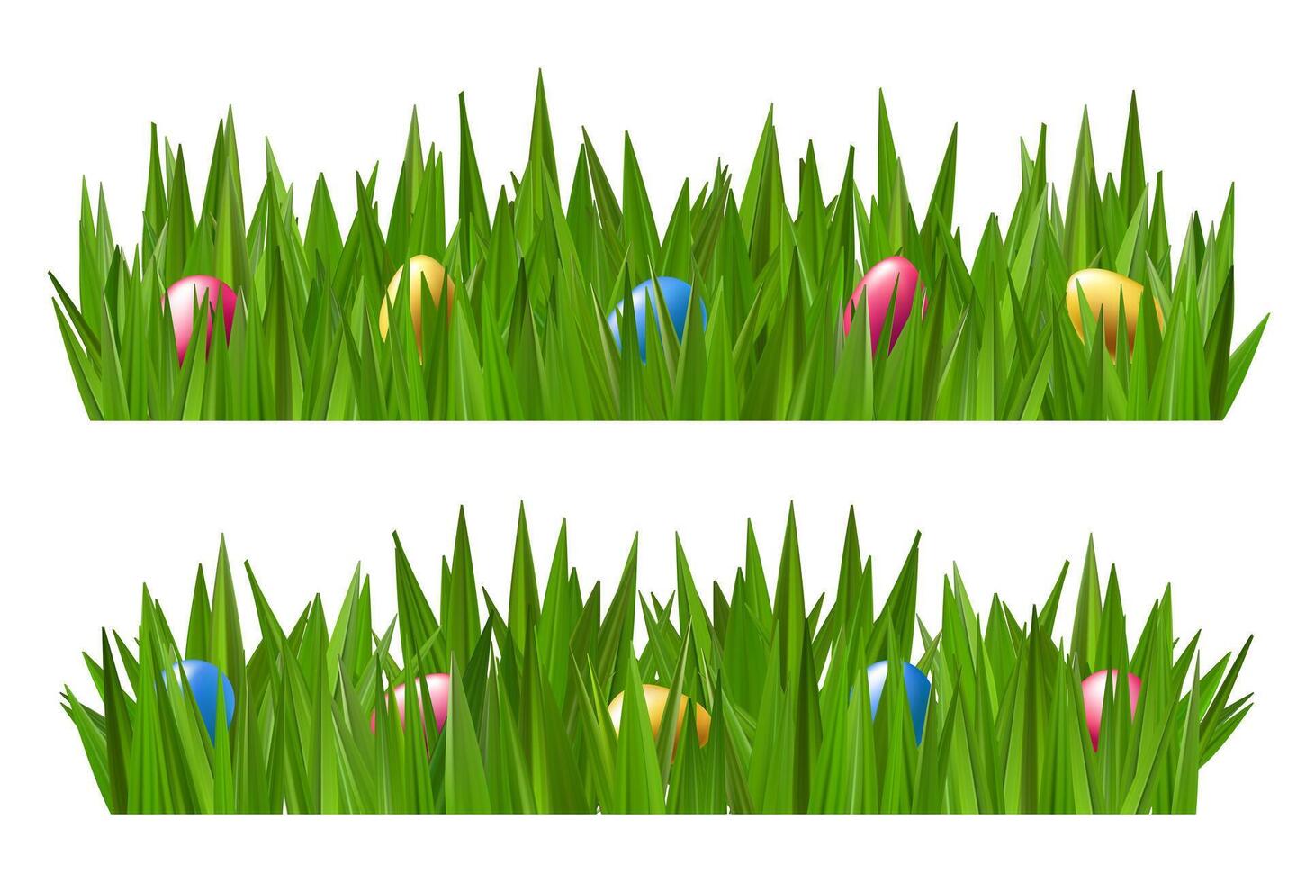 Golden Easter egg basket in green grass field podium. Ester background spring 3d render. Chocolate hunt happy meadow decoration banner. Weekend sky card design. day garden gift concept vector