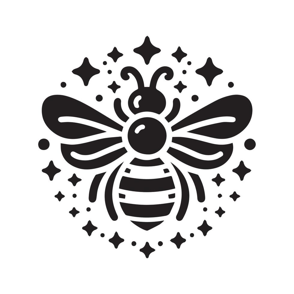 Stylish Black and White Silhouette of a Bee vector
