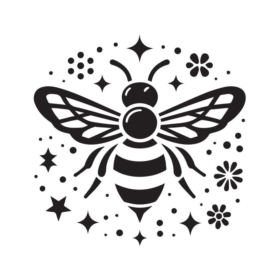 Stylish Black and White Bee Graphic vector