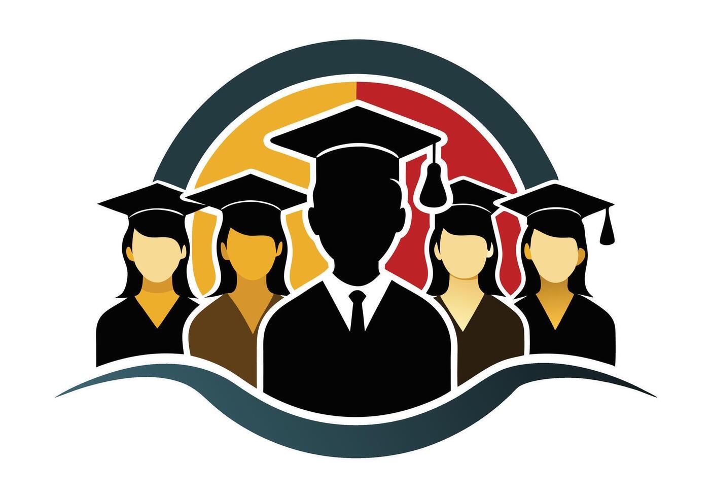 Group of Graduates Under a Circular Education Symbol vector