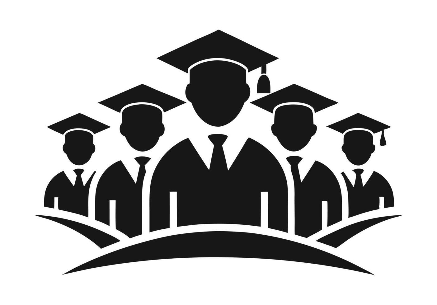 Group of Graduating Students in Academic Regalia vector