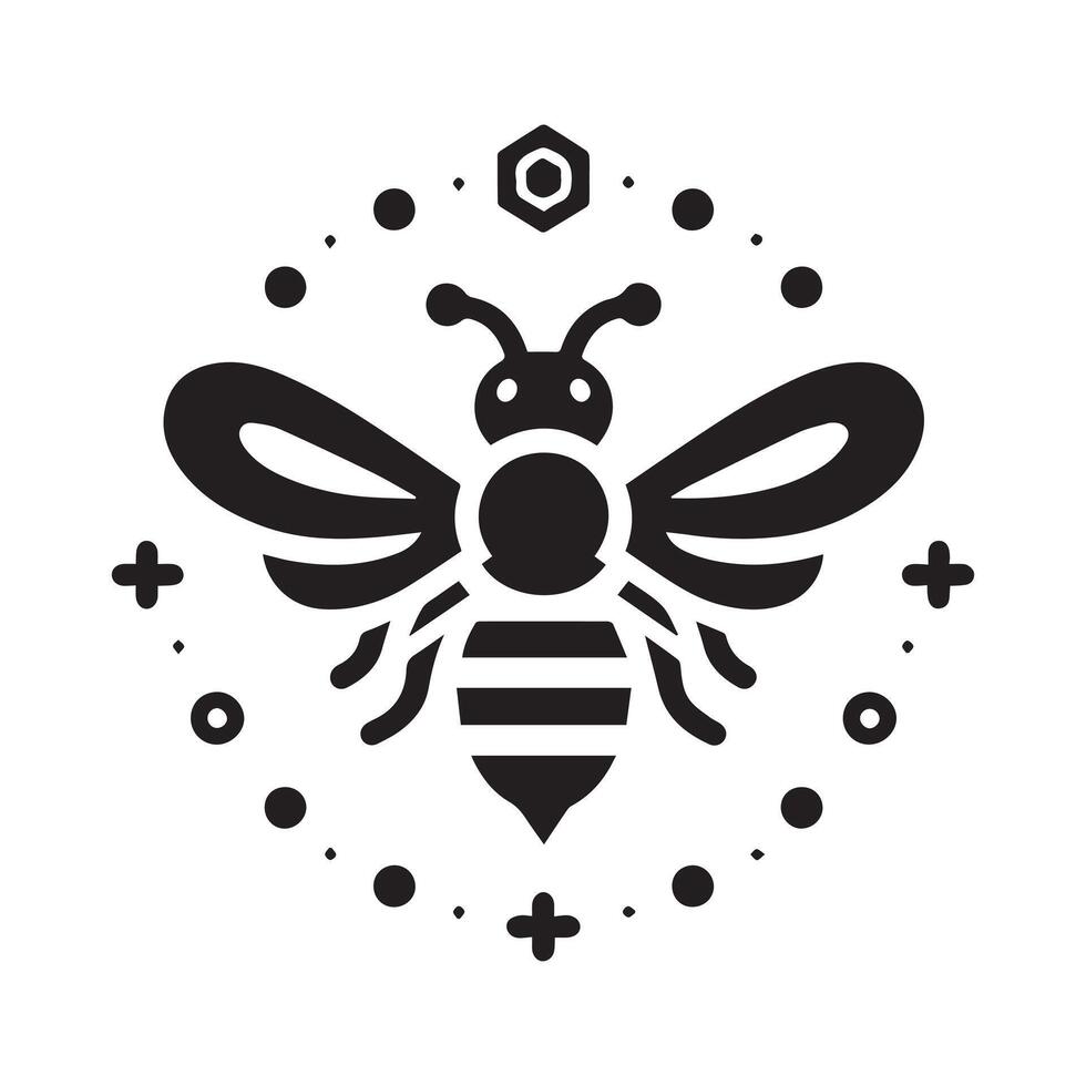 Simple black and white bee graphic logo. vector