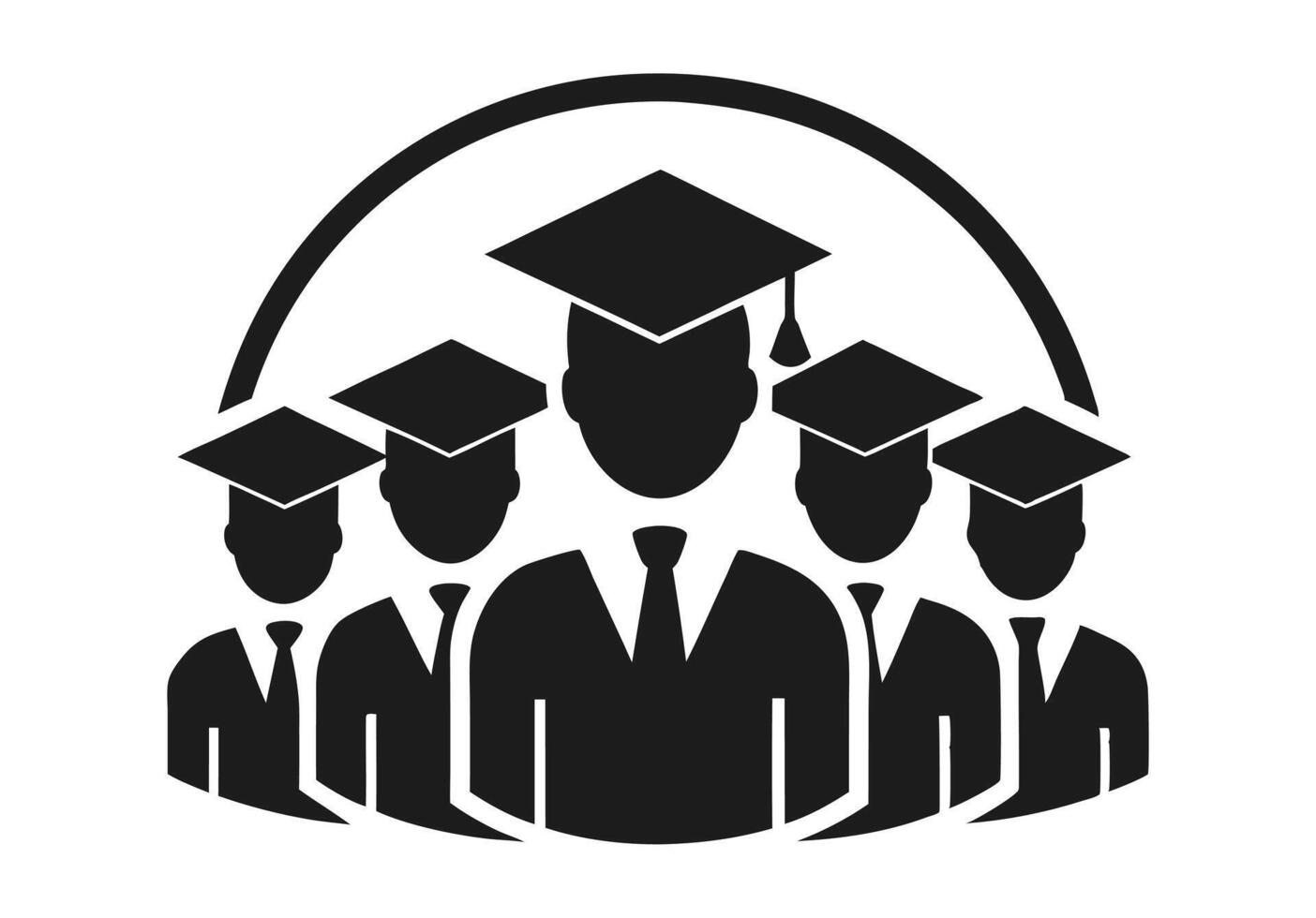 Group of Graduating Students Silhouette Icons vector