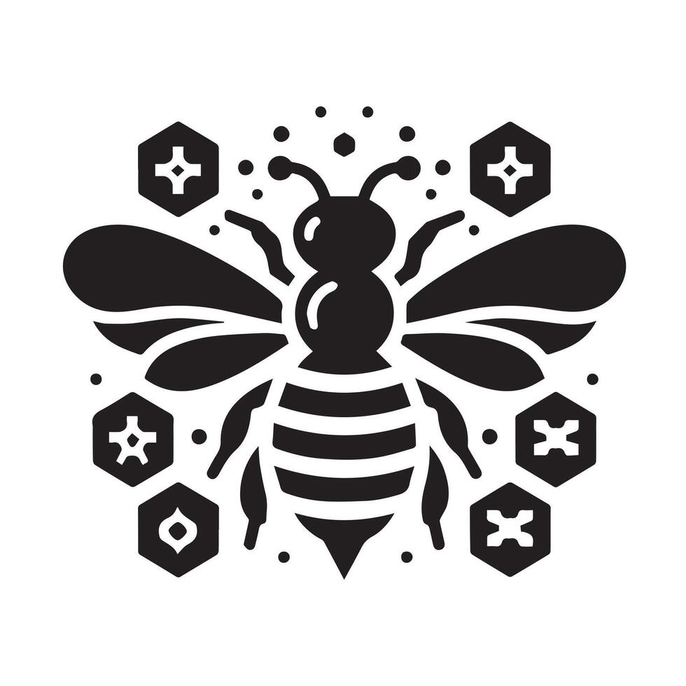 Ornate Bee Silhouette Design for Branding or Print vector