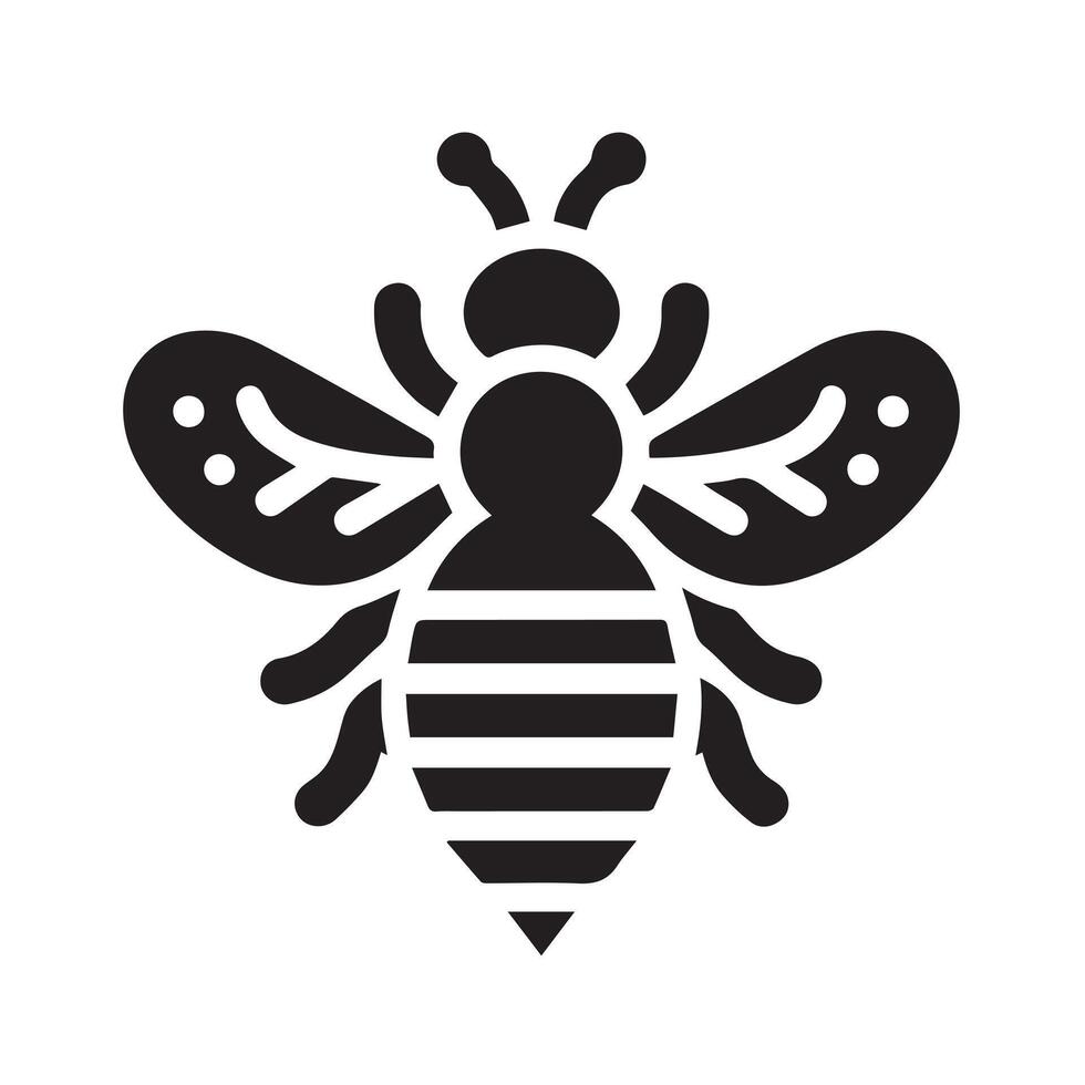 stylized, black and white graphic of a bee. vector
