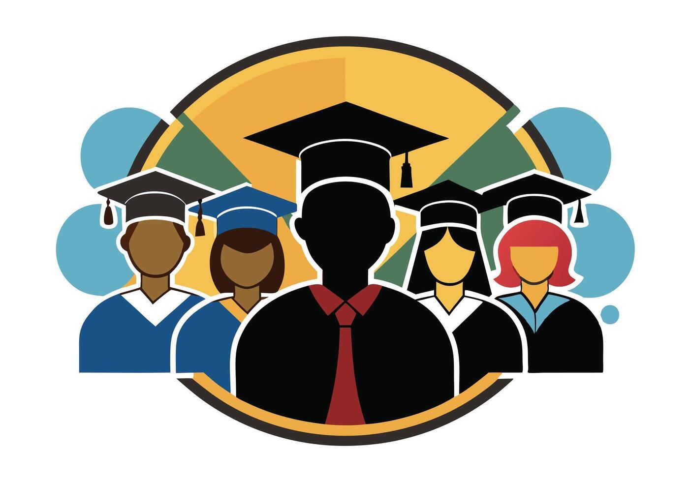 Diverse Graduates Celebrating Academic Achievement vector