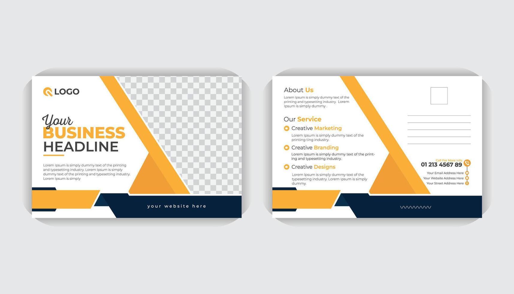 Creative stylish and professional layout Marketing landscape poster, Invitation Design, Corporate business or marketing agency double sided poster. Corporate business postcard template or EDDM design vector