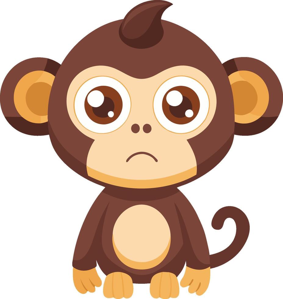 Cute Sad Monkey Cartoon Illustration vector