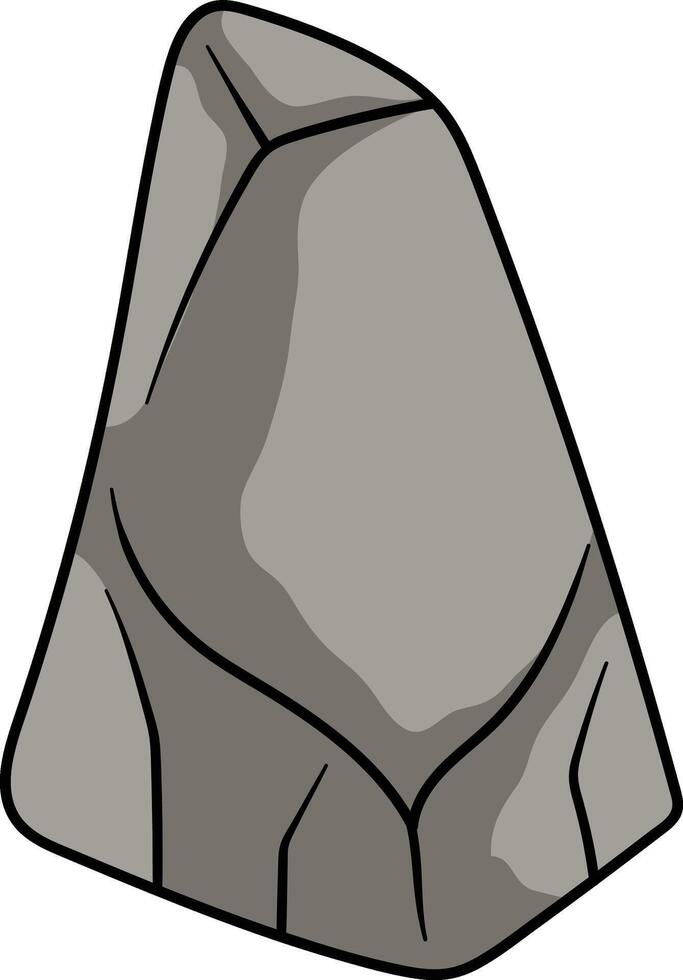 Tall gray rock with a sharp peak and deep cracks on its rough surface vector