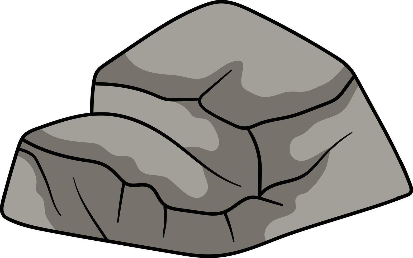 Wide gray rock with deep cracks and a rough uneven surface vector