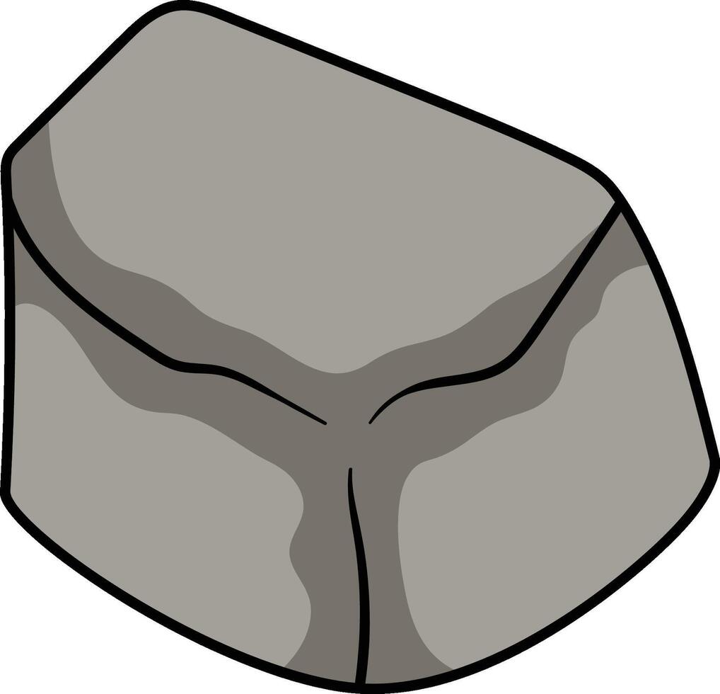 Solid gray rock with a rough surface and deep cracks forming a natural shape vector