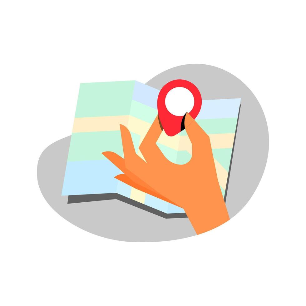Flat illustration of a map with a location pin, adding an address or setting a location in a mobile app. for UI design, navigation apps, GPS services, and e commerce platforms vector