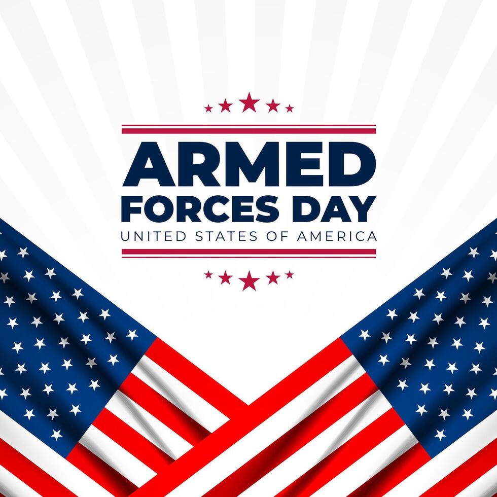 Armed forces day background with american flag and text vector