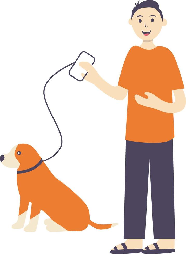 Man with pet dog illustration on white background vector