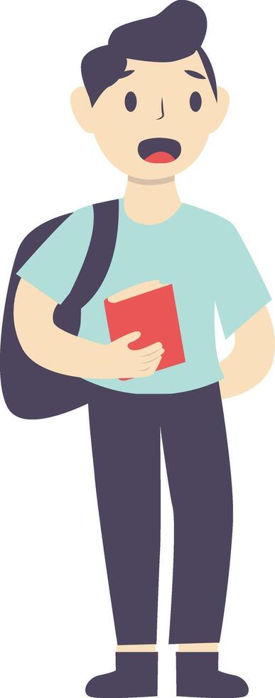 Student Boy Character in Flat Cartoon Design vector