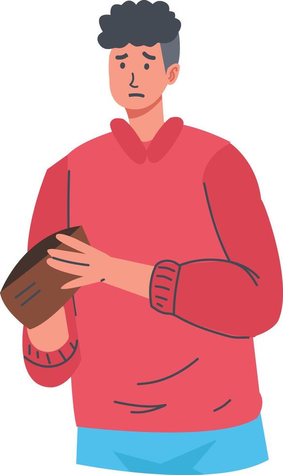 People Holding Empty Wallet Character. vector