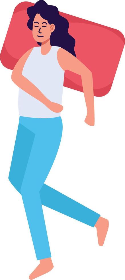 Woman Sleeping Pose Character. vector