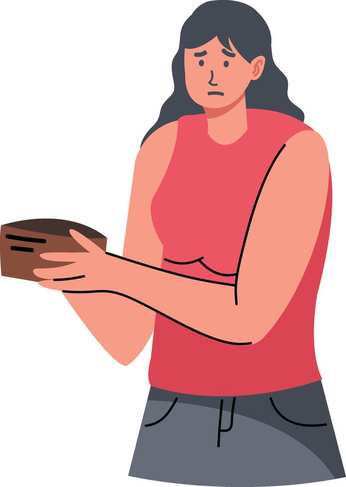 People Holding Empty Wallet Character in Flat Design. vector