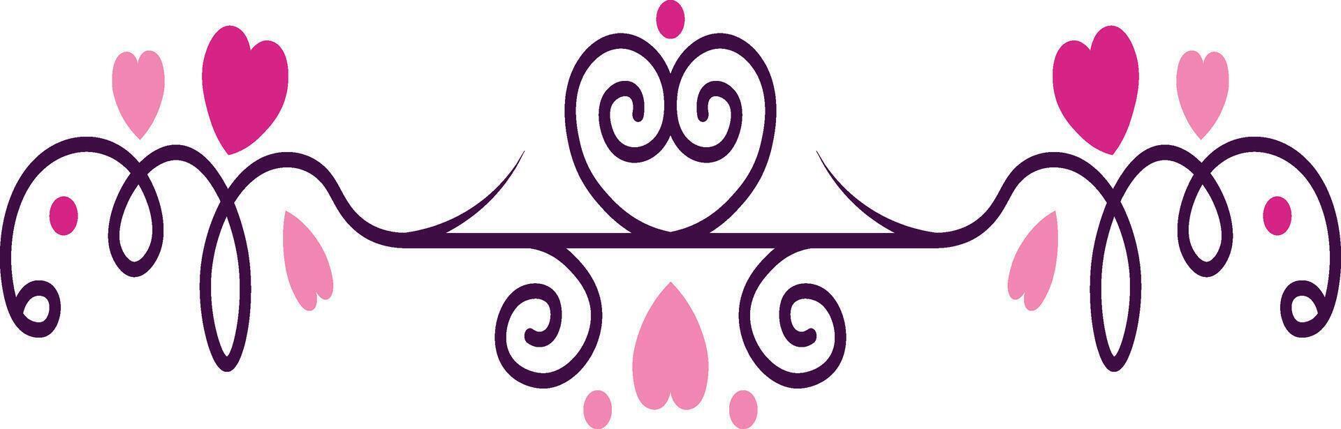 Decorative Romantic Divider Isolated on White Background. vector