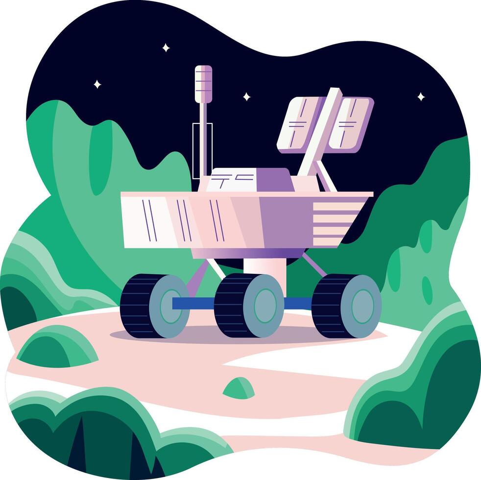 A flat style illustration of lunar rover vehicle vector